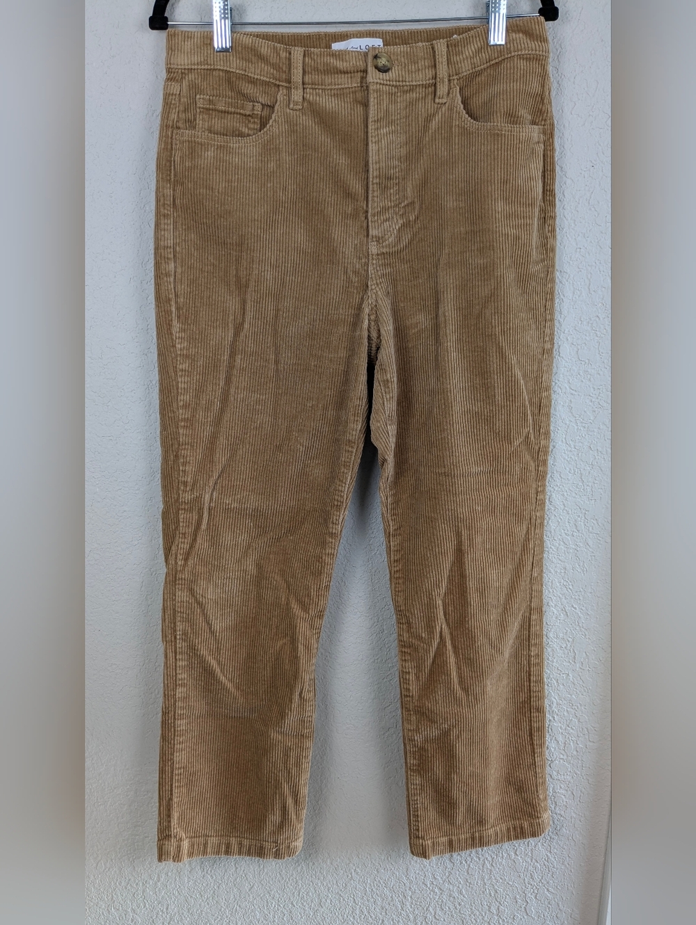 LOFT Courderoy Pants Camel 8 Light Stretch Cotton Straight Leg Excellent